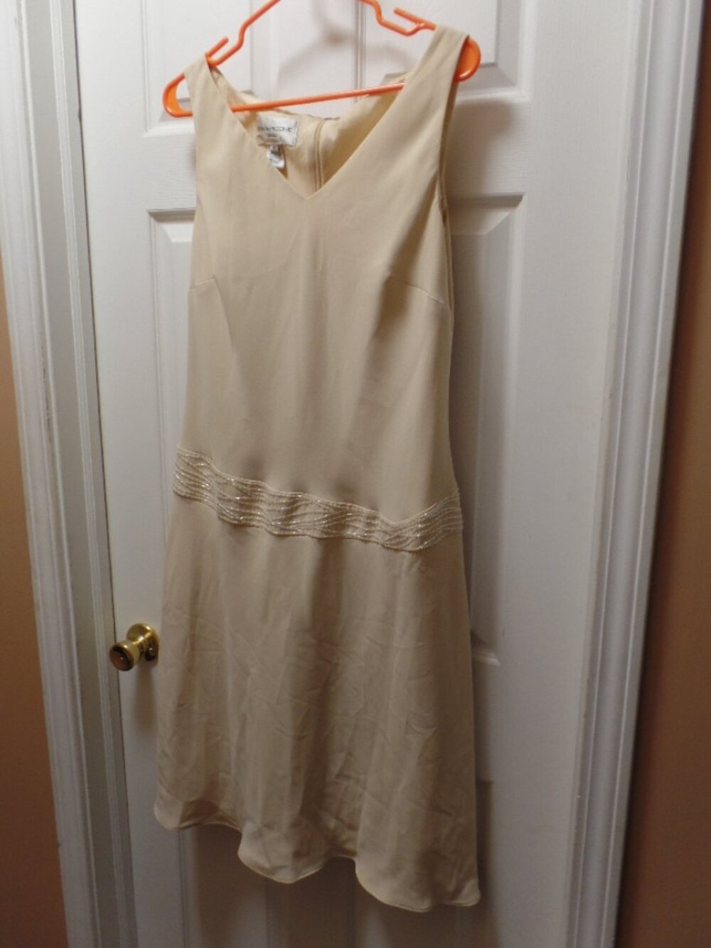 *NWT* Evan Picone 16 L Dress *Flapper* Beaded Drop Waist V Neck Lined Sleeveless